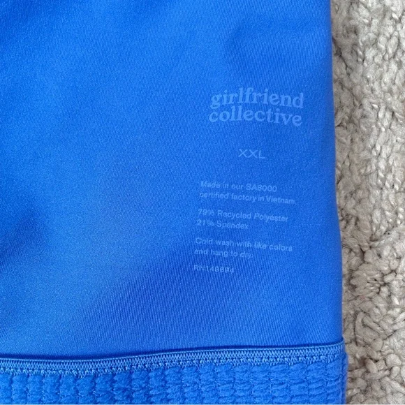 Girlfriend Collective Blue Gemma Scoop Tank Top with Built-In Bra Plus Size XXL - Picture 10 of 15
